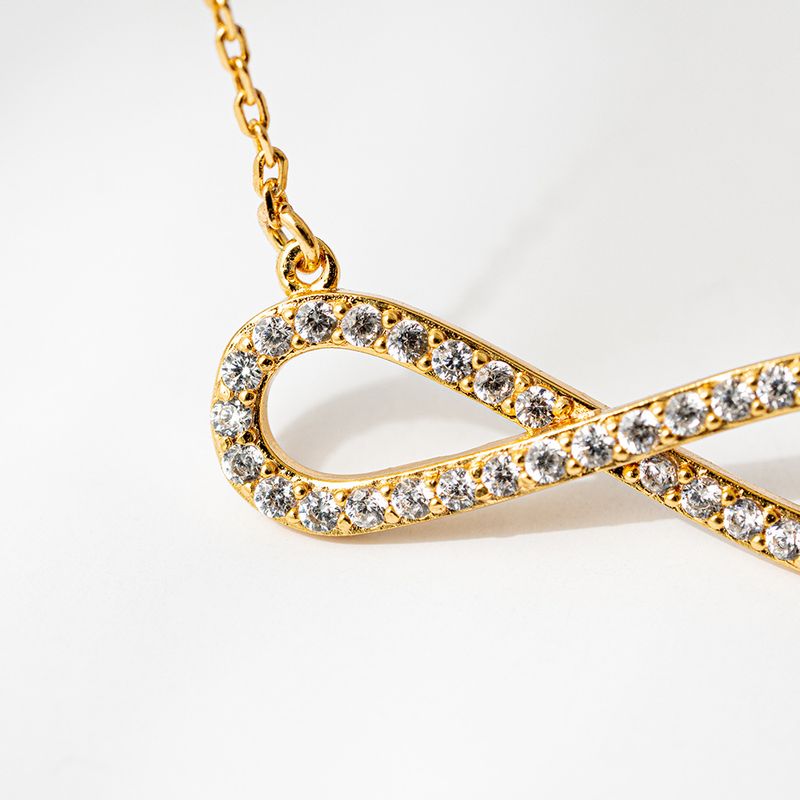 Collier en zircon à cycle infini, chaîne de clavicule en laiton à la mode en forme de 8 pour femme_voghion.com