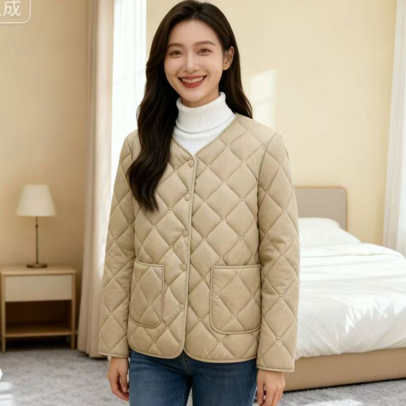 Round Neck Inner Jacke For Women Winer New Slim Fi Base V-Neck Solid Color Slimming Warm Shor Lighweigh Coon_voghion.com