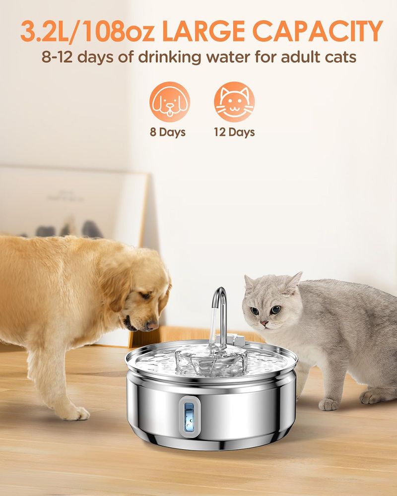 Cat Automatisk Vanddispenser Rustfrit Stål Cirkulerende Vand Kæledyr Vand Dispenser Smart Cat Hvalpe Drikkeskål_voghion.com