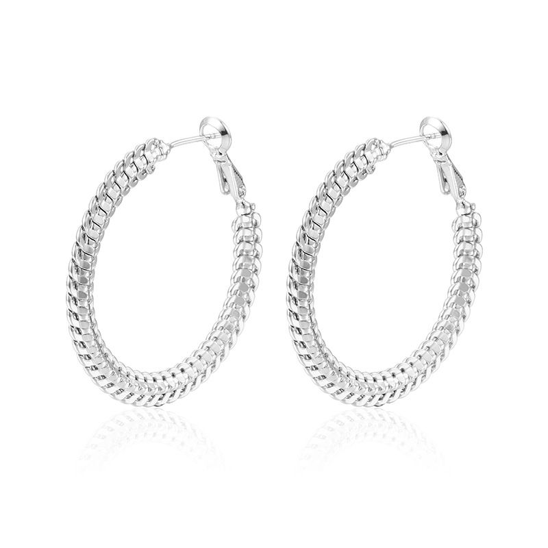 Orecchini da donna in oro, popolari orecchini a forma di spiga di grano intrecciata, esagerati e rotondi, in argento S925, placcati in rame, grandi orecchini Hip Hop in oro K._voghion.com