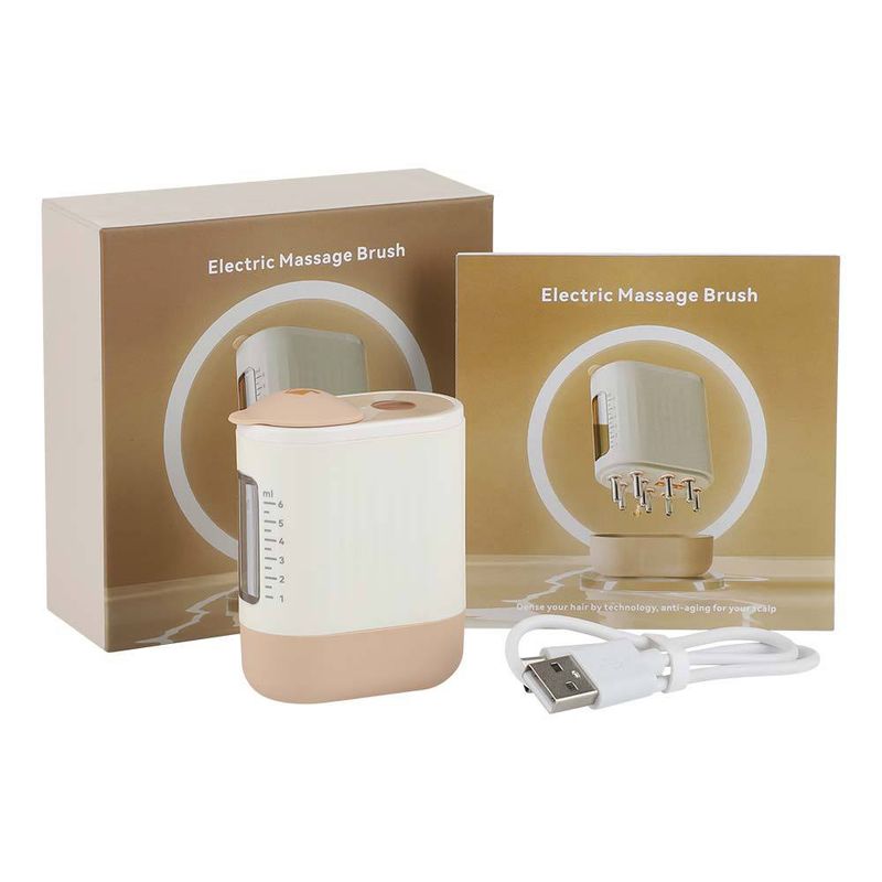 Aplicador eléctrico para el cuero cabelludo Peine de masaje vibratorio con líquido Masajeador de cabeza con luz roja Peine para el cabello Peine para el crecimiento del cabello_voghion.com