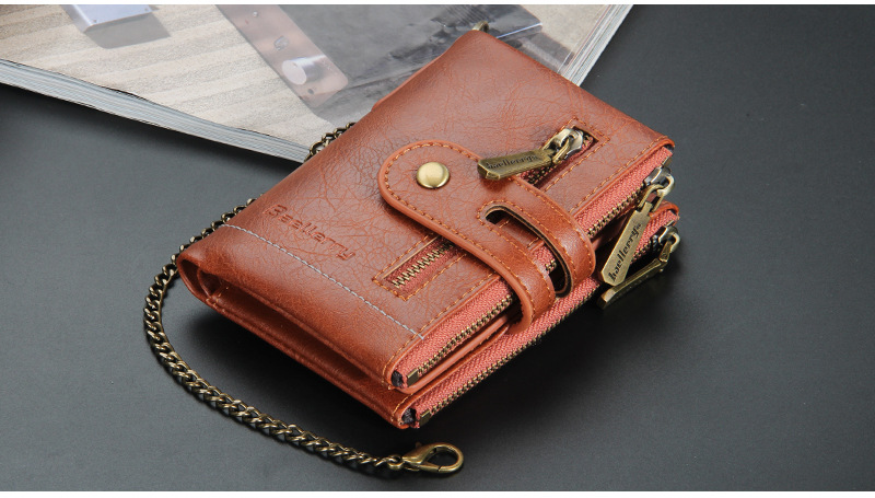 New Men's Short Wallet European And American Business Double Zipper Zero Wallet Multiple Card Slots_voghion.com
