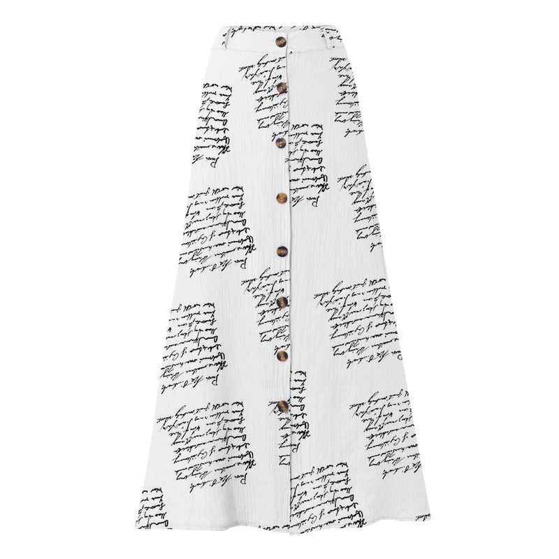 Fustă din bumbac și in, vânzare fierbinte, comerț exterior transfrontalier, geantă tip A-line, fese, fustă lungă cu talie medie_voghion.com