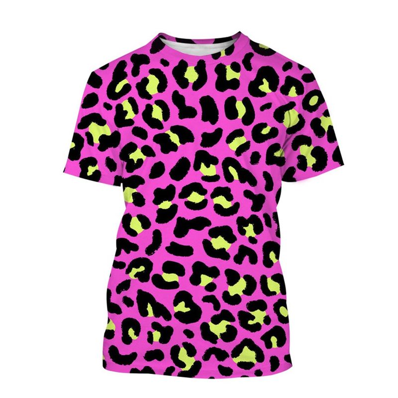 Summer Hot Selling Classic Cool Color Leopard Print 3D Printed Dot Pattern Harajuku Style Comfortable Short Sleeved Shirt_voghion.com