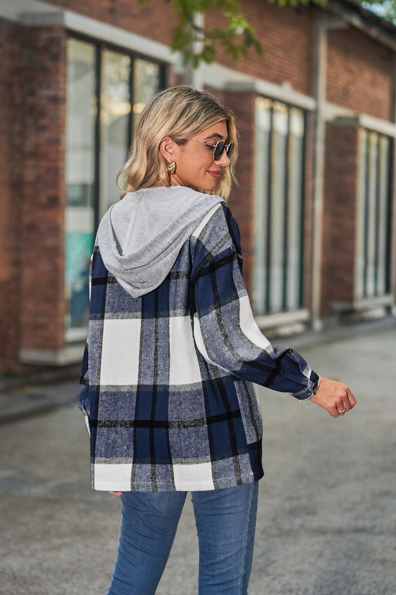 Camicia da donna in tartan con cappuccio alla moda per abbigliamento da donna_voghion.com