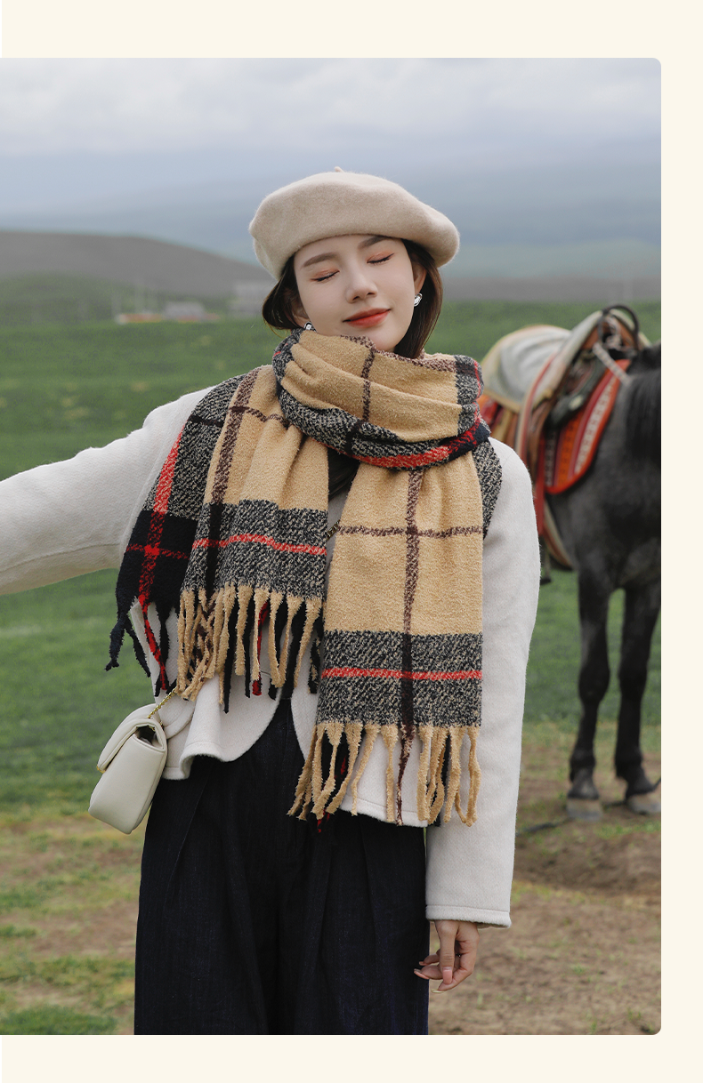 Vendita in fabbrica di sciarpe autunnali invernali da donna, versatili sciarpe scozzesi per Natale e Capodanno, semplici alla moda per_voghion.com