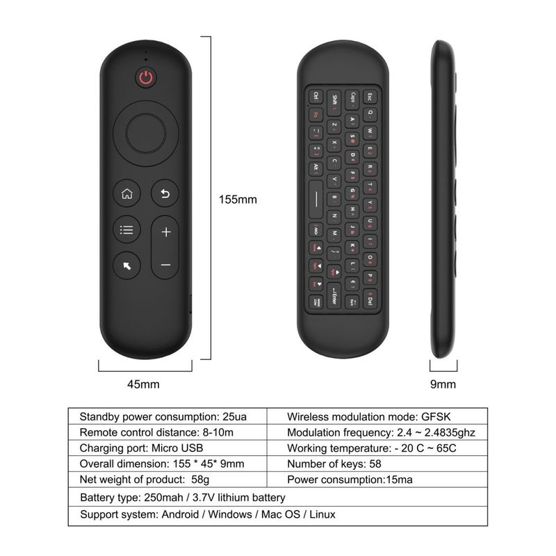 Mini clavier sans fil Bluetooth intégré, petite souris à air, USB, rechargeable, pour ordinateur de bureau et portable_voghion.com