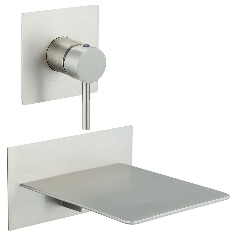 Single Handle Wall Mount Spout Waterfall Bathroom Faucet In Brushed Nickel_voghion.com