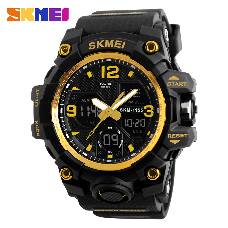 Shikemei Erkekler İçin Su Geçirmez Çok Fonksiyonlu Büyük Çift Ekranlı Elektronik Açık Hava Spor Saati_voghion.com