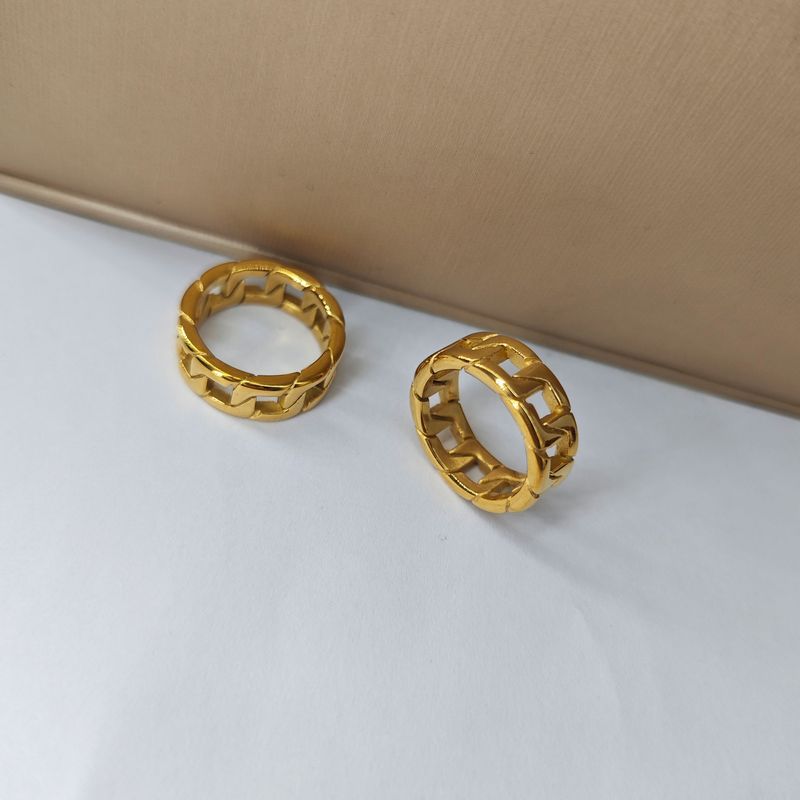 Anello da uomo in acciaio inossidabile con catena cubana intrecciata, stile trendy, stile vento freddo, St. Delan_voghion.com