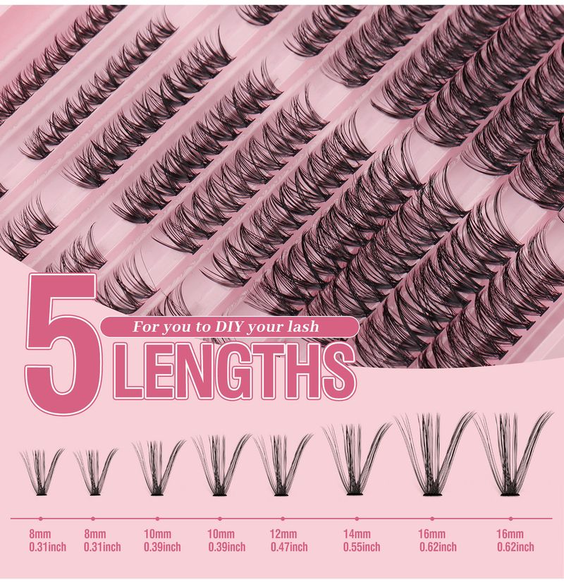 False Eyelashes Hot Melt False Eyelashes 300 Clusters 8 16mm Segmented Eyelashes Thick Curled Stage Makeup False Eyelashes_voghion.com