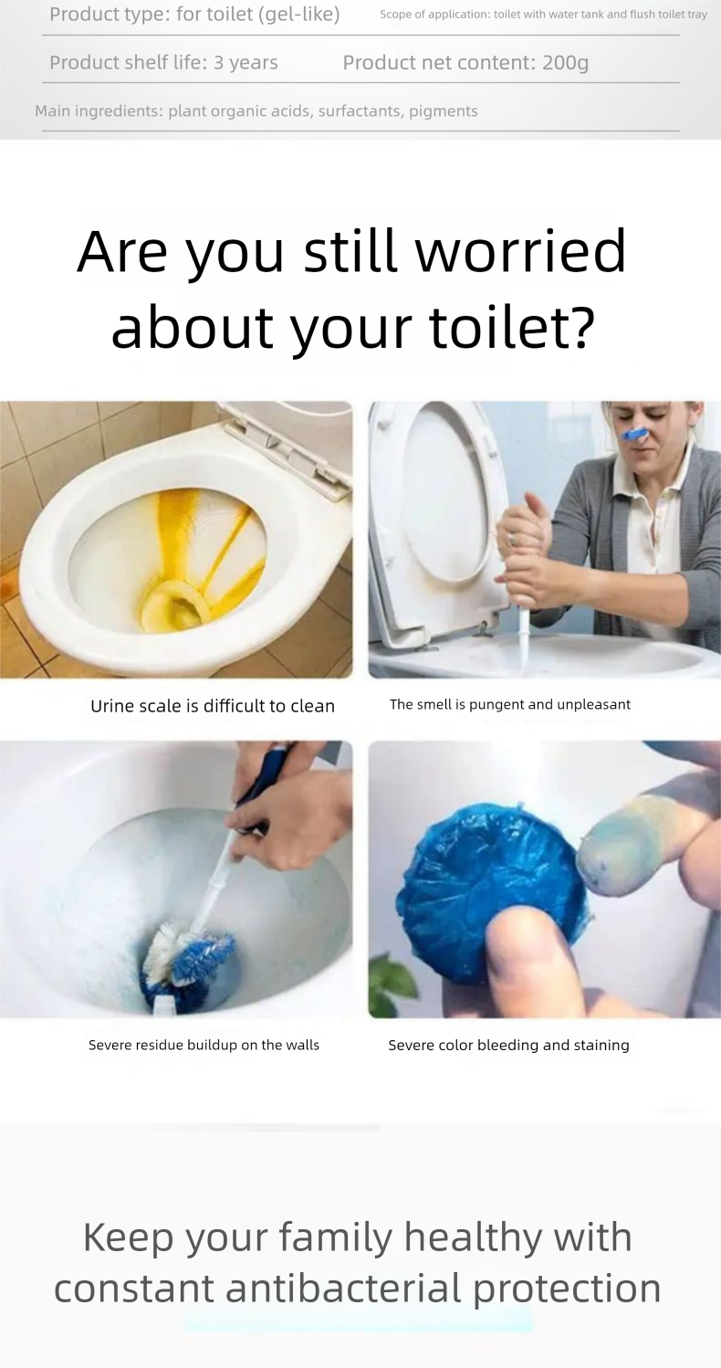 Deodorizer Household Toilet Bowl Descaler Durable Blue Bubble Cleaner_voghion.com