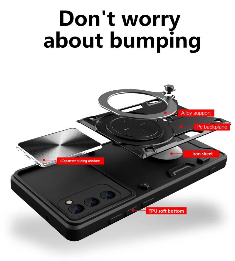 For Samsung Galaxy S20 FE 5G Case Magnetic Metal Ring Holder Armor Cases For Galaxy S20 FE 2022 S20FE Slide Lens Protect Cover_voghion.com