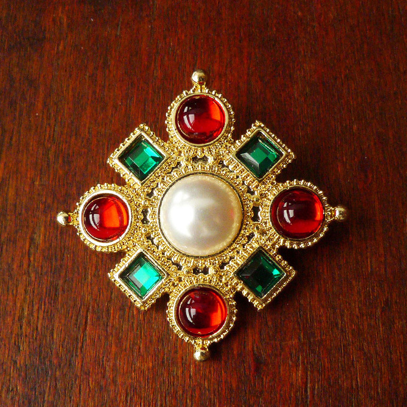 Broche colorée pour femmes, élément de styliste, style palais rétro, antique, regravée_voghion.com