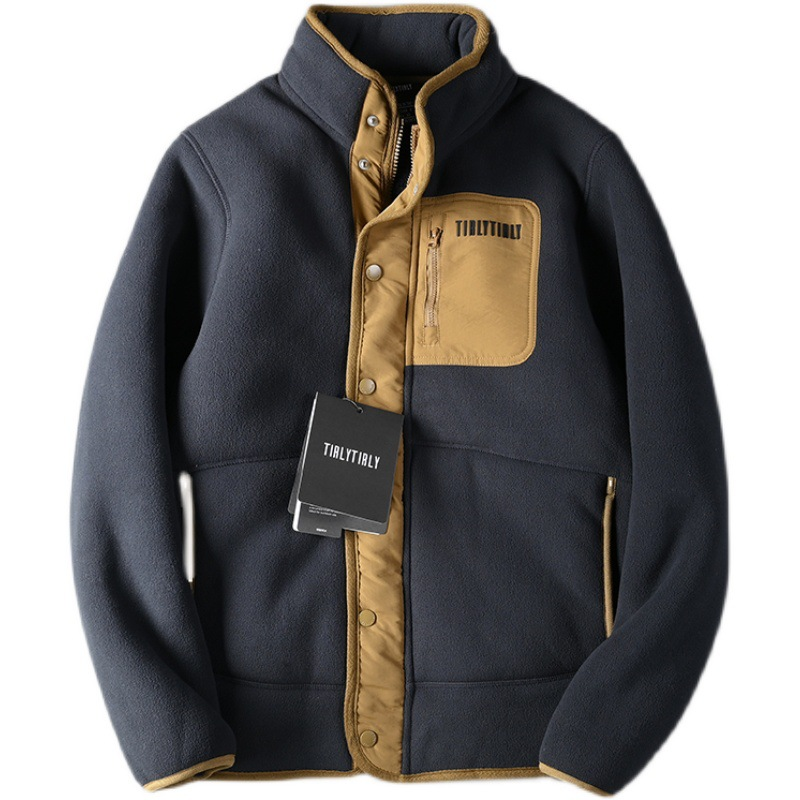 UK single 600g heavy plush thickened double-sided fleece autumn/winter couple outdoor standing collar casual jacket_voghion.com