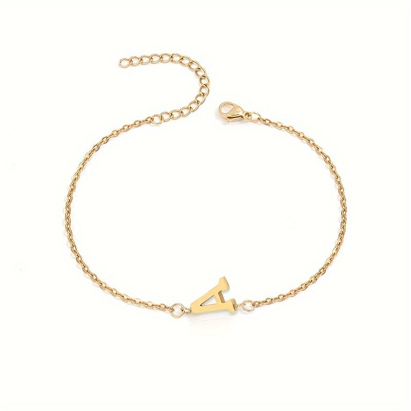 1pc Letter Shape Beads Thin Chain Bracelet, Simple Minimalist Hand Chain Unisex Jewelry Decoration_voghion.com