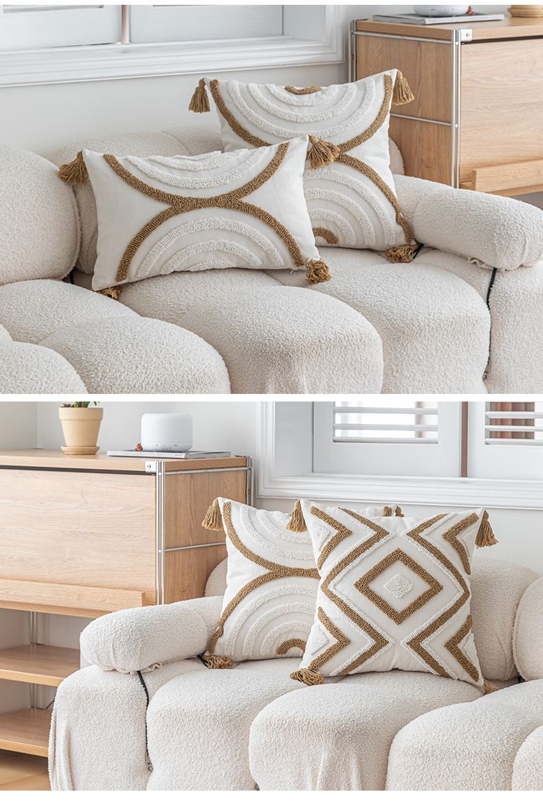 Fodera per cuscino geometrica moderna – Fodera per cuscino minimalista in poliestere per divano e letto (30x50 cm/45x45 cm, compatibile con cotone PP)_voghion.com
