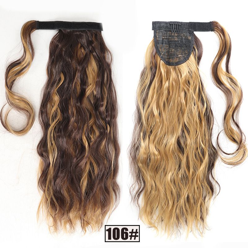 Coadă de cal ondulată cu velcro, rezistentă la căldură, învelită în fibră sintetică, 50 cm 100 g_voghion.com