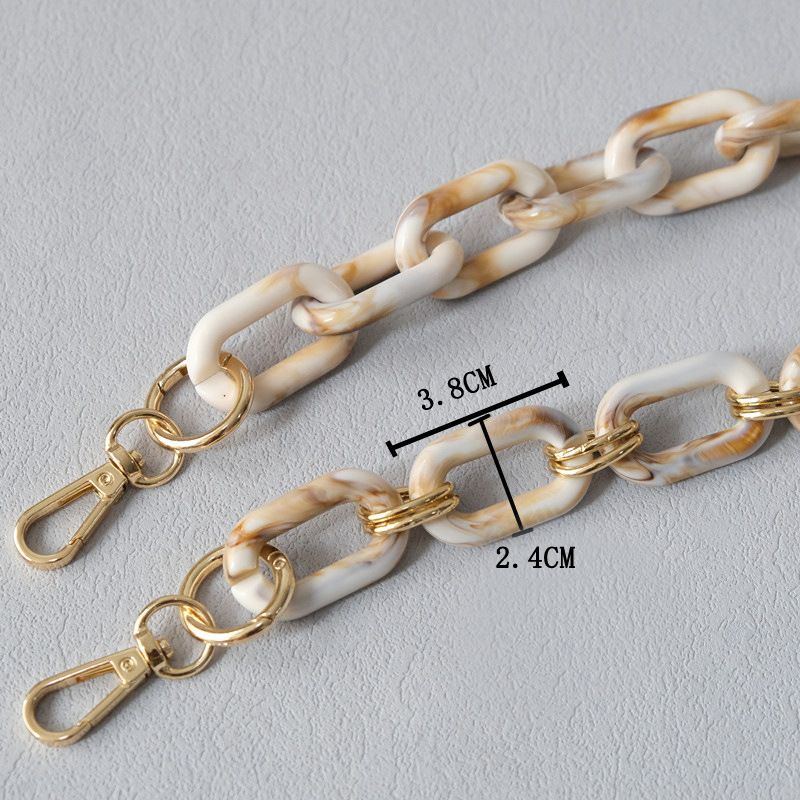 Bolso bandolera grueso de moda para mujer, accesorio con cadena para teléfono de resina acrílica y dorado mixto beige_voghion.com