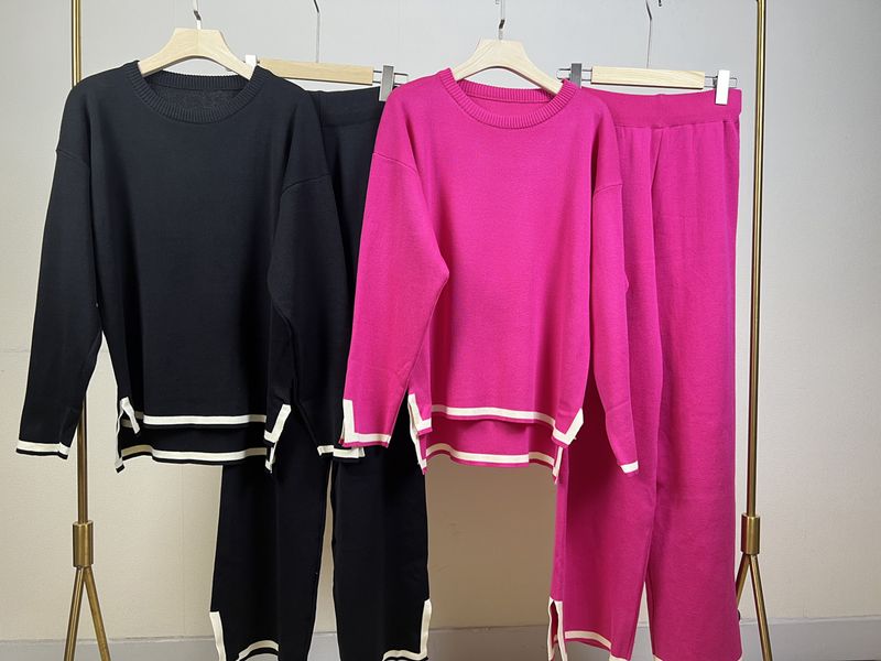 Abbigliamento donna completo maglione a maniche lunghe completo pantaloni maglia_voghion.com