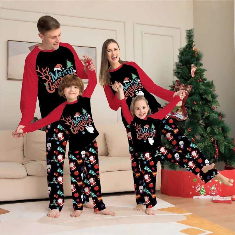 Long Sleeved Dinosaur Letter Print Christmas Parent Child Set Holiday Home Clothes Pajamas European And American Style_voghion.com