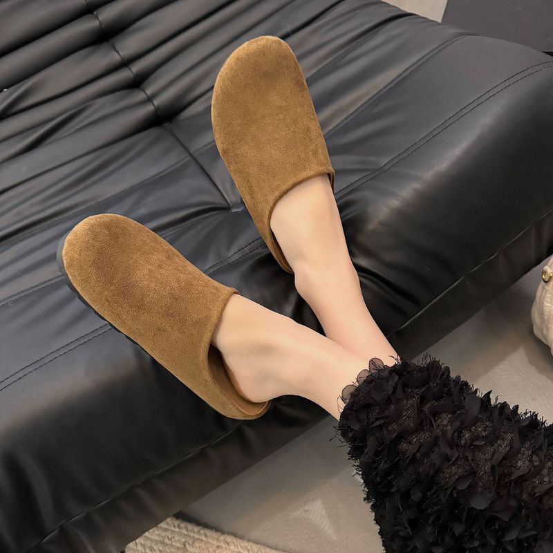 Pantofole retrò primaverili ed estive da donna, con tacco basso e gonna, pantofole a metà polpaccio_voghion.com