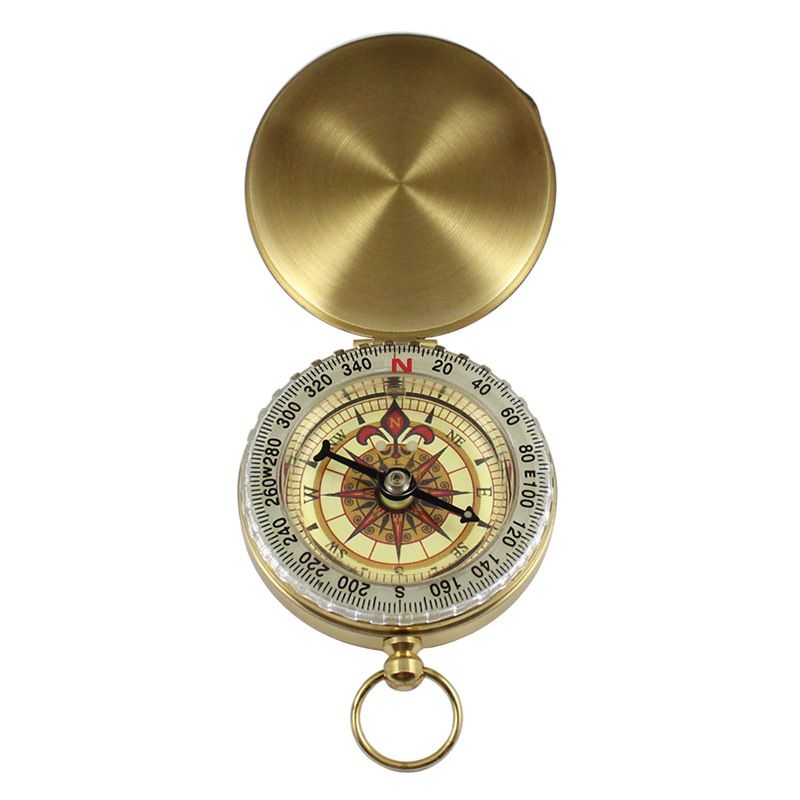 Brújula portátil de latón dorado de alta calidad para acampada y senderismo, ideal para actividades al aire libre._voghion.com