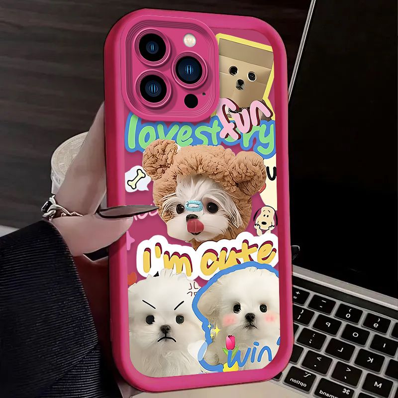 Custodia posteriore in silicone morbido con stampa per iPhone 15 14 16 13 12 11 Pro Max X XS X S Max XR SE 2020 7 8 Plus iphone16 Lovely Cat Dog_voghion.com