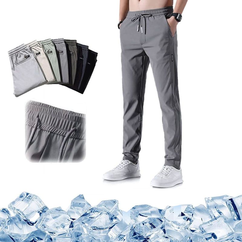 Pantaloni sport casual pentru bărbați, cu uscare rapidă, talie elastică, respirabil, pentru alergare, jogger, cu cordon, cu buzunare_voghion.com