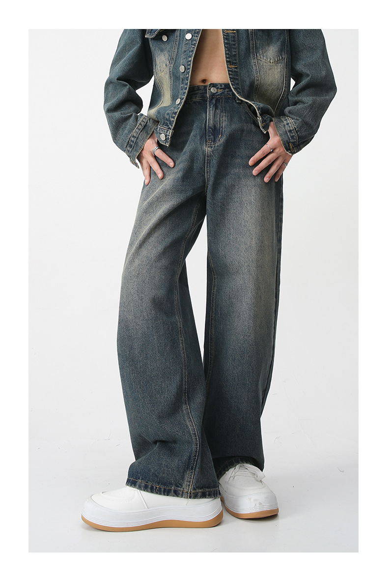 Herre vårlig denimbukser, jakke, dress, vintage_voghion.com