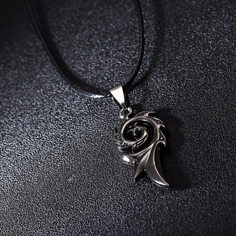 Colar masculino Punk Dragon Flame titânio aço inoxidável legal corrente de couro com pingente colar masculino_voghion.com