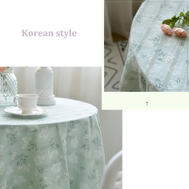 Tovaglia floreale in cotone stile coreano Copritavolo rettangolare con decorazione del tè per la sala da pranzo della cucina_voghion.com