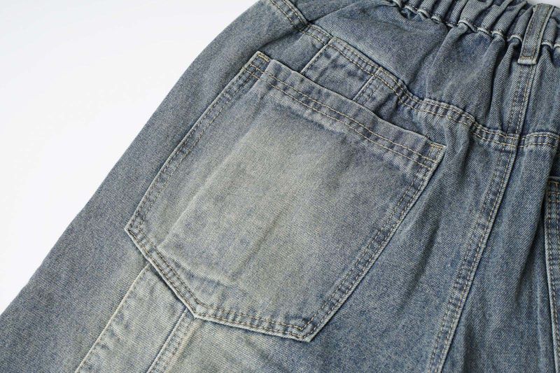 Herrenbekleidung, gewaschene Distressed-Patchwork-Jeansshorts für Männer und Frauen, gleicher Stil, trendige Marke, lockere Shorts mit weitem Bein und geradem Bein_voghion.com