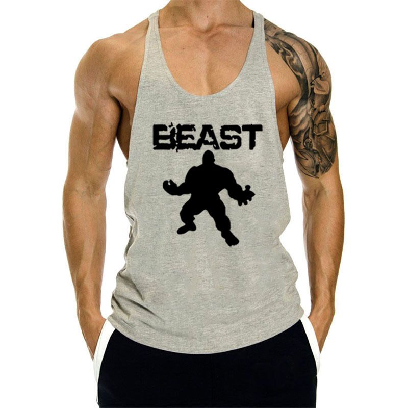 Sports Workout Casual Printed Quick-Dry Breathable Split Muscle Trendy Fitness Tank Top_voghion.com