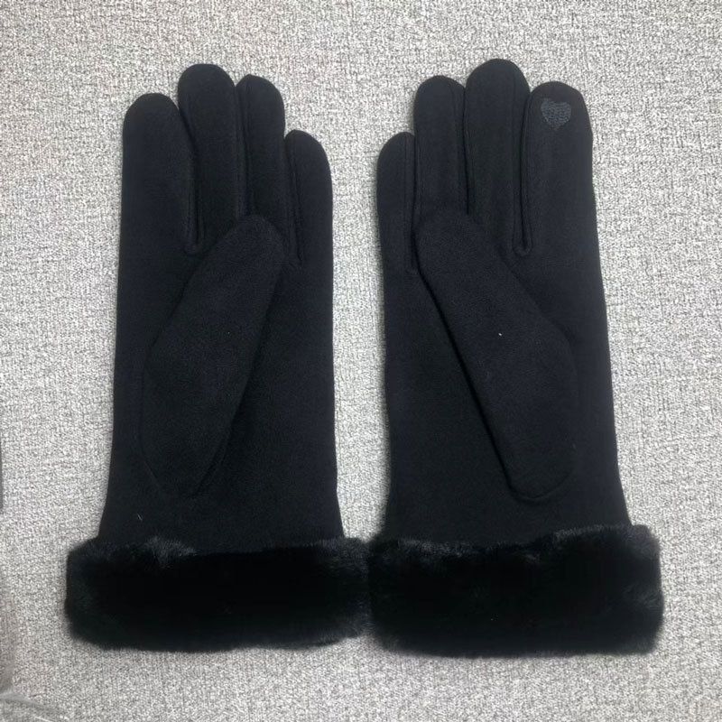 Guanti da equitazione caldi in pelle scamosciata da donna, autunno inverno, foderati in pile, neri, rosa, grigi, cammello, touchscreen_voghion.com