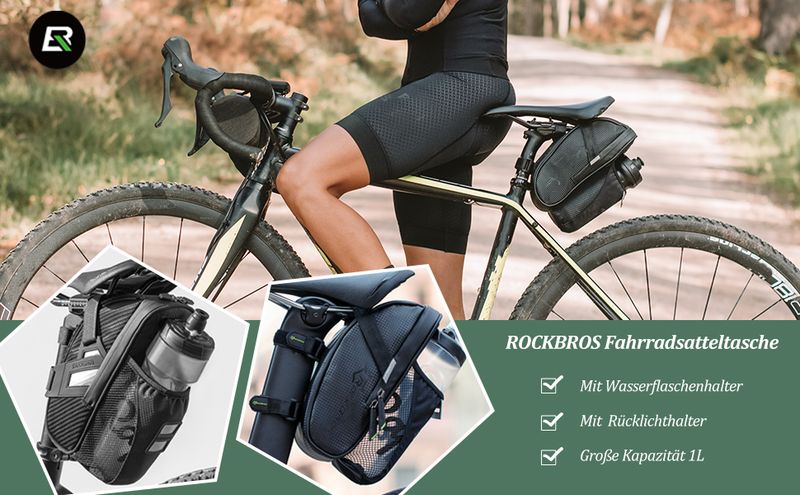 ROCKBROS Sacoche de selle de vélo Sac de siège avec bouteilles Étanche VTT Vélo de route_voghion.com