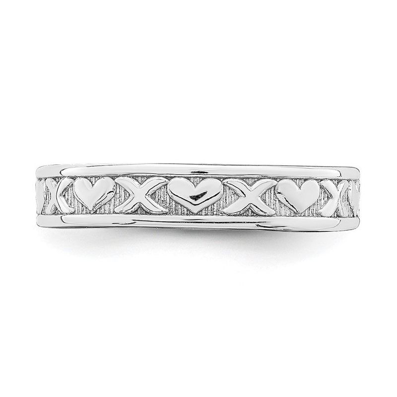 14K White Gold Small X And Hearts Adjustable Toe Ring_voghion.com