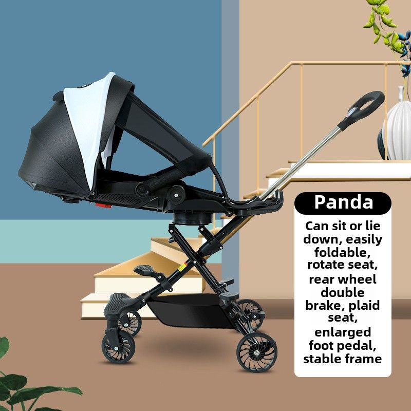Carrito para caminar para bebés, ultraligero, plegable, para niños, altura ajustable, para sentarse y acostarse, rotación con un solo clic._voghion.com