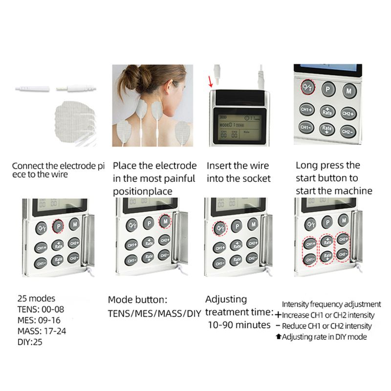 Ems Puls Elektrische Muskels Timulator Zehner Physiotherapie Massage Gerät 15 Modi Meridian Therapie Nacken Körper_voghion.com