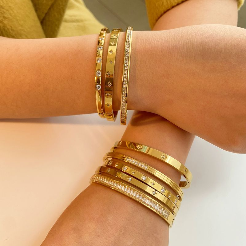 Zapestnica iz pozlačenega cirkona iz nerjavečega jekla Instagram Wind Titanium Hexagram Star Buckle_voghion.com