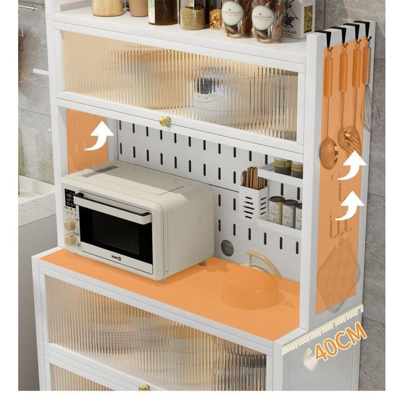 Kitchen Floor-standing Household Multi-layer Bowl Cabinet Home With Wheels Pegboard Storage Rack Iron Art Sideboard_voghion.com