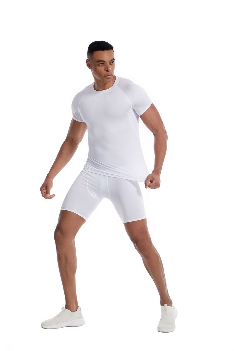 Fitness Outdoor Sports Quick Dry Short Sleeve T-shirt Men Training Running Elastic Tight Clothing_voghion.com