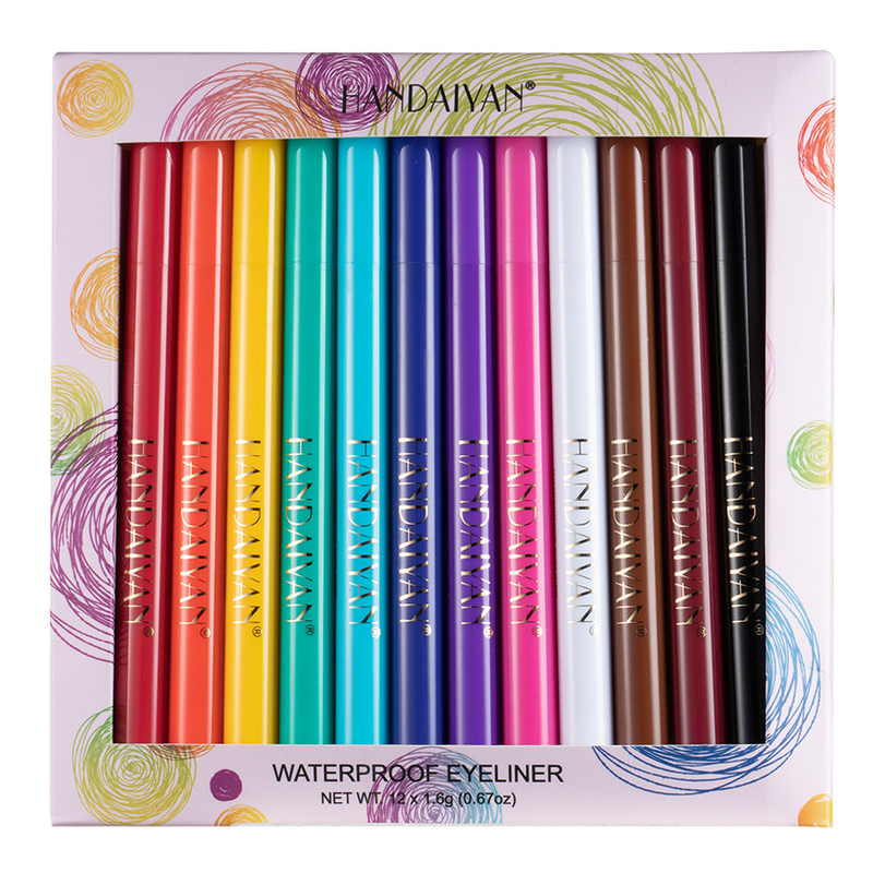 HANDAIYAN 12-Color Eyeliner Pencil Set - Quick-Dry, Smudge-Proof, Matte Eyeliner Gel Kit_voghion.com