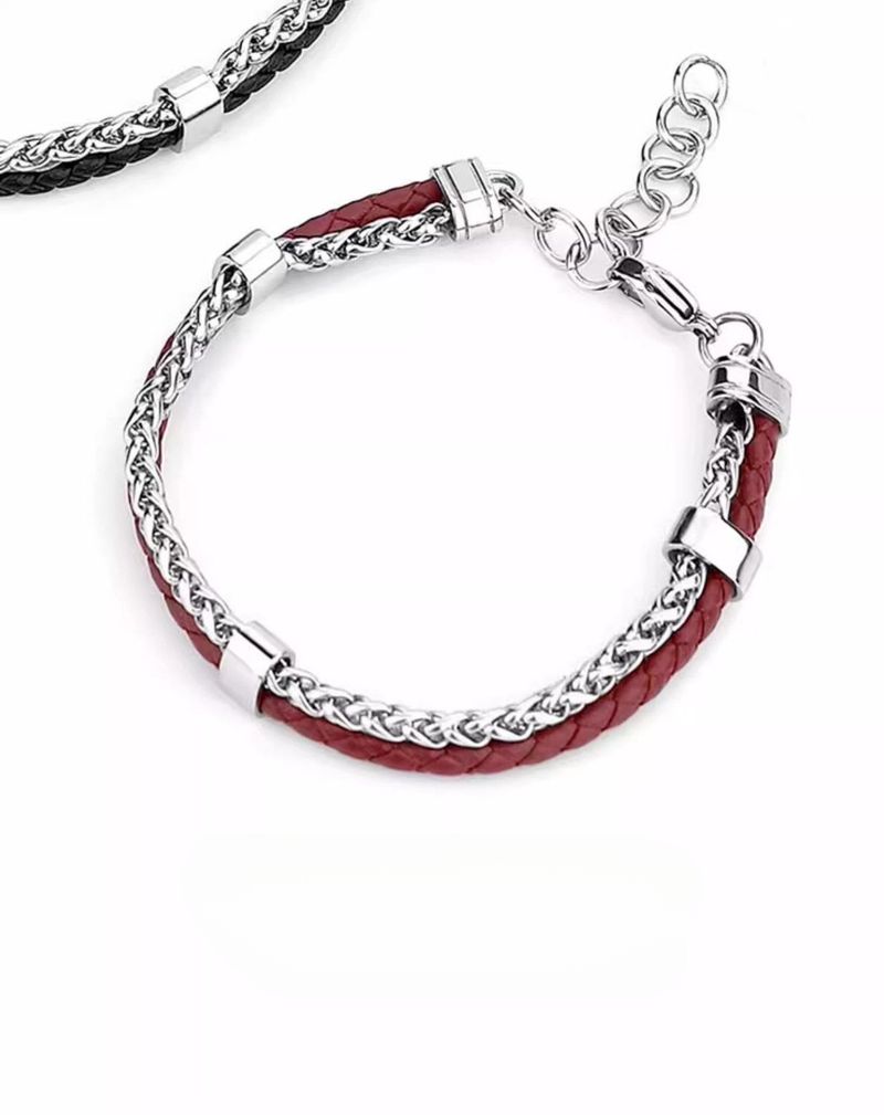 Klassisches doppellagiges Lederseilarmband für Herren, Titanstahl, lichtecht, Ins-Stil, elegant, High-End, Geburtstags-Qixi_voghion.com