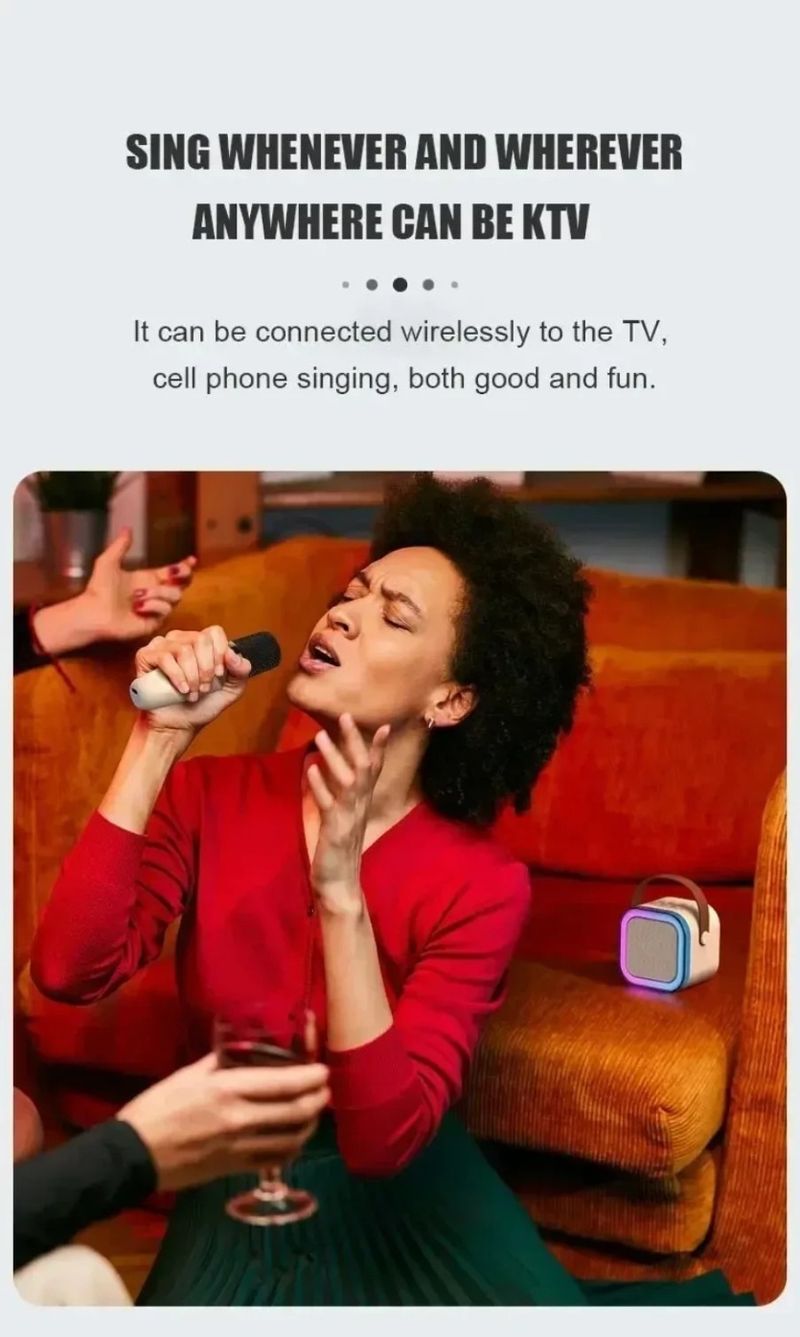 Portable Karaoke Bluetooth-5.3 Speaker Machine PA System With 2-Wireless Microphones Home Family Singing Children's Gifts_voghion.com