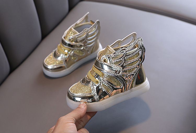 Chaussures de sport à ailes clignotantes LED pour enfants, chaussures de sport pour hommes et femmes, mode printemps-automne_voghion.com