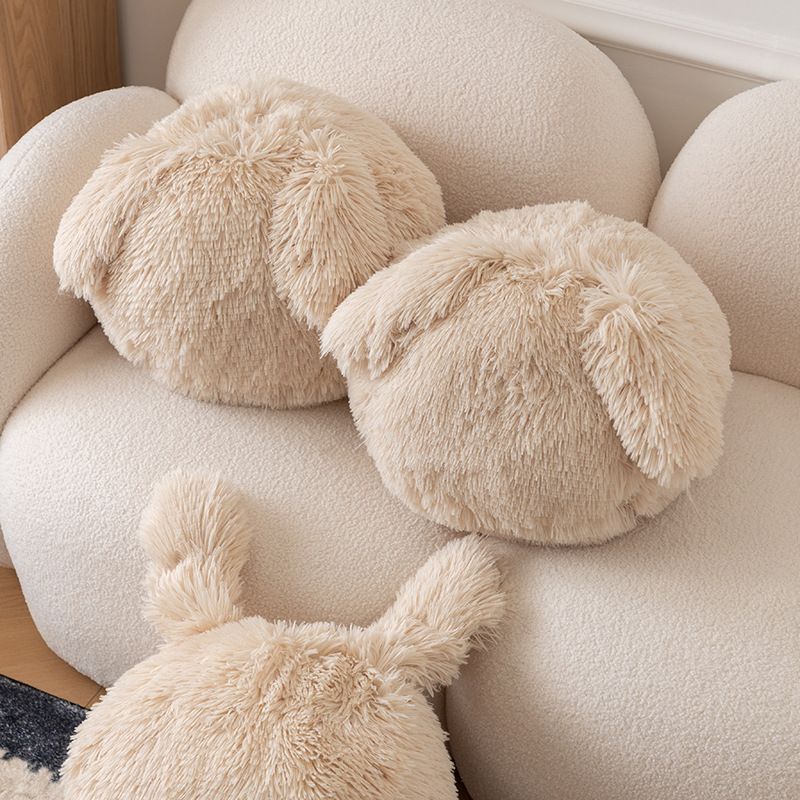 Cuscino di peluche in pile a forma di coniglio con nappa, motivo: cartone animato, regalo per bambina._voghion.com