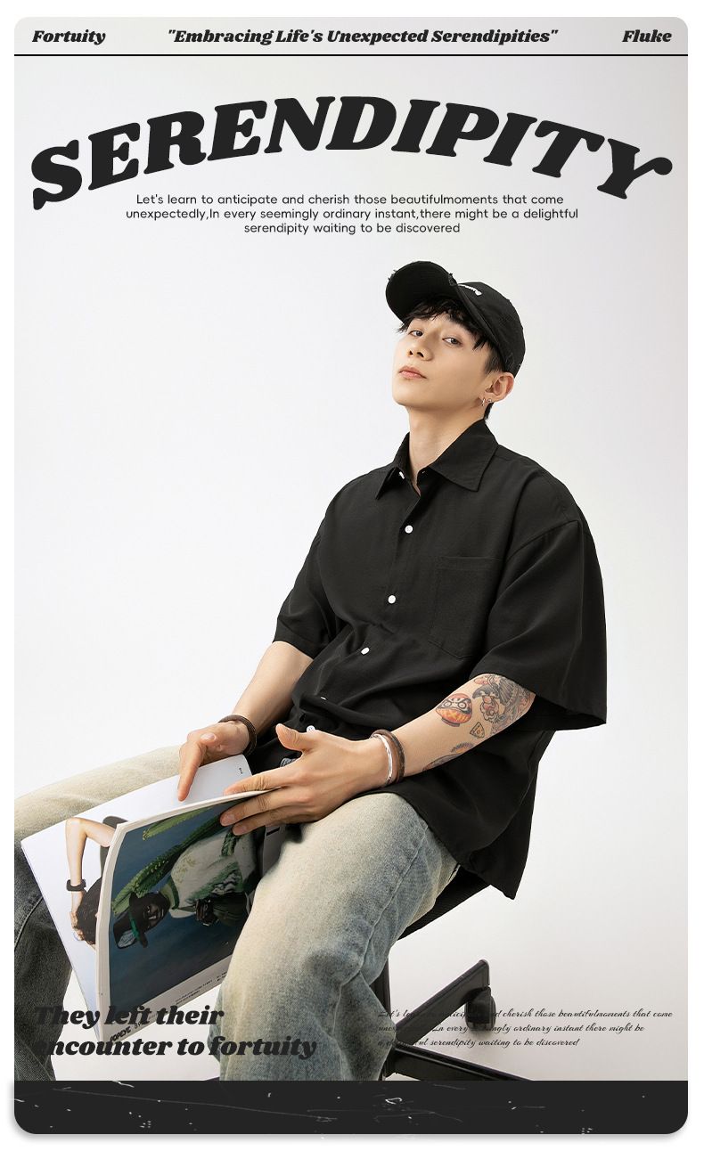 Men's Lightweight Drape Short Sleeve Shirt - Summer Casual Linen-Like Oversized Shirt For Couples (Pink/Black/Blue/Beige)_voghion.com