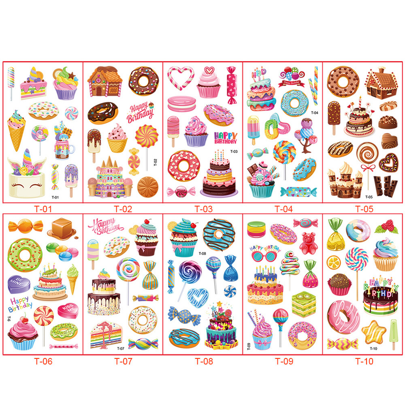 Faux tatouages imperméables, 10 feuilles, autocollants à motifs mignons, tatouages temporaires d'océan pour enfants, décoration de fête d'anniversaire_voghion.com