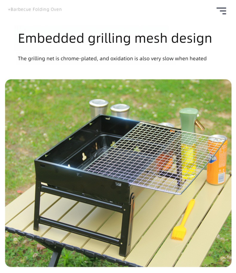 Tragbarer BBQ-Grill aus Edelstahl 304 – faltbarer Holzkohleständer für Camping-Picknick_voghion.com